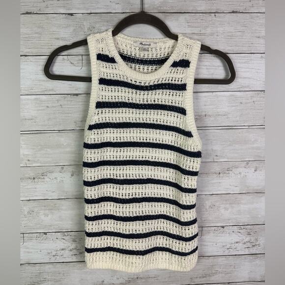 Madewell Crochet-Knit Crewneck Sweater Tank Bright Ivory Size XXS - Picture 5 of 8